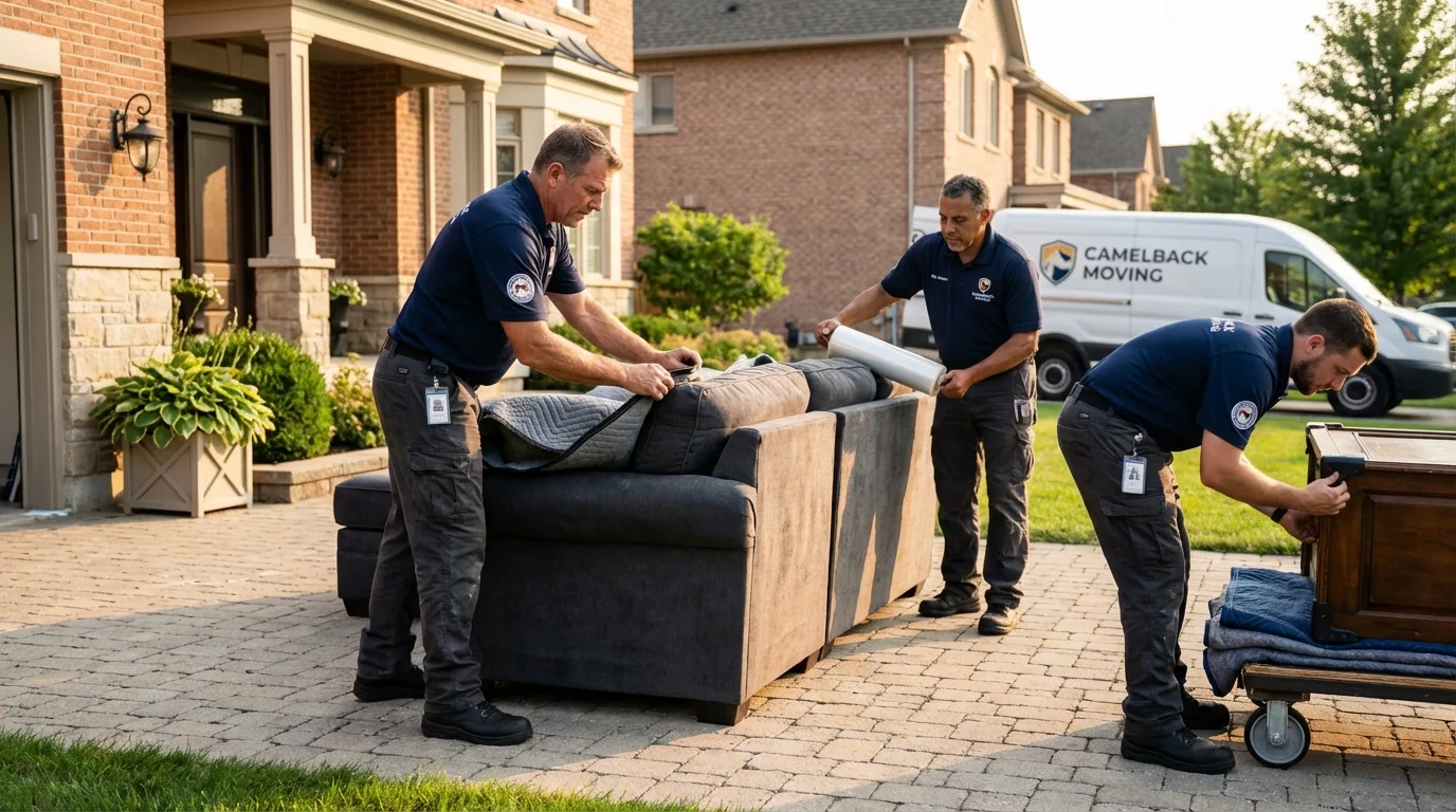 Large estate moving crew wrapping furniture in Denmark, SC